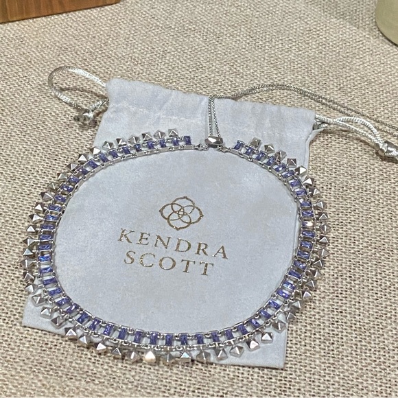 Kendra Scott Oscar Silver Adjustable Chocker Necklace in Lilac Crystal - Picture 4 of 10